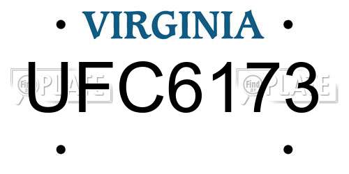 UFC6173 Virginia License Plate