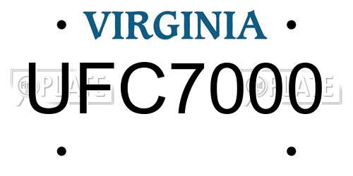 UFC7000 Virginia License Plate