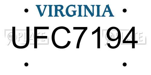 UFC7194 Virginia License Plate