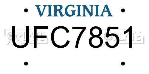 UFC7851 Virginia License Plate