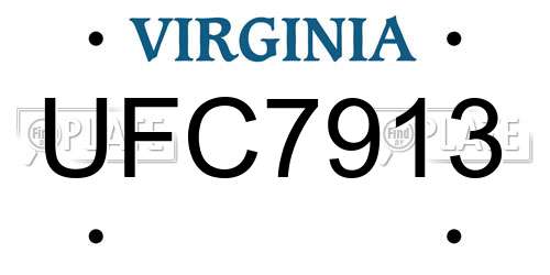 UFC7913 Virginia License Plate