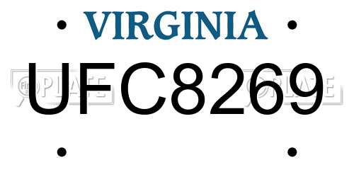 UFC8269 Virginia License Plate