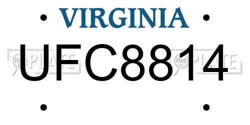 UFC8814 Virginia License Plate