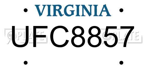 UFC8857 Virginia License Plate