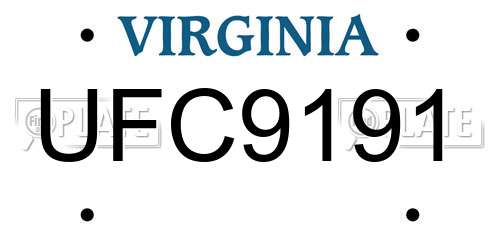 UFC9191 Virginia License Plate