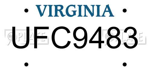 UFC9483 Virginia License Plate