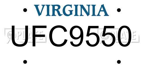 UFC9550 Virginia License Plate