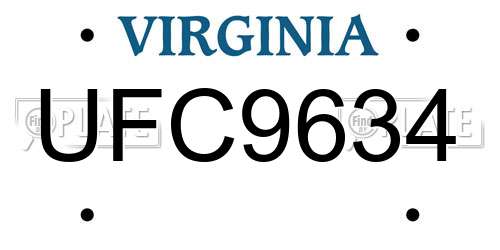 UFC9634 Virginia License Plate