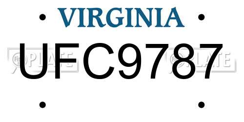 UFC9787 Virginia License Plate