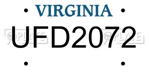 UFD2072 Virginia License Plate