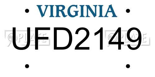UFD2149 Virginia License Plate