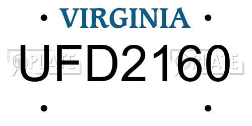 UFD2160 Virginia License Plate