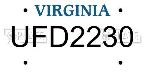 UFD2230 Virginia License Plate