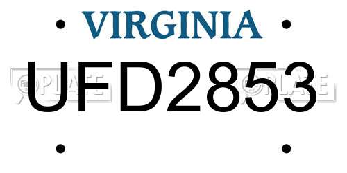 UFD2853 Virginia License Plate