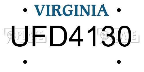 UFD4130 Virginia License Plate