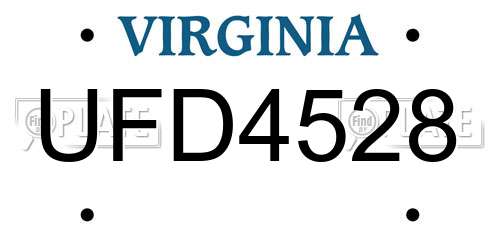 UFD4528 Virginia License Plate