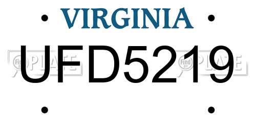 UFD5219 Virginia License Plate