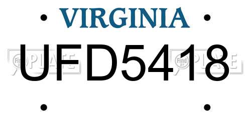 UFD5418 Virginia License Plate