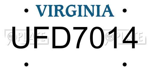 UFD7014 Virginia License Plate