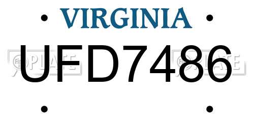 UFD7486 Virginia License Plate