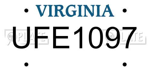 UFE1097 Virginia License Plate