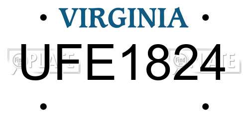 UFE1824 Virginia License Plate