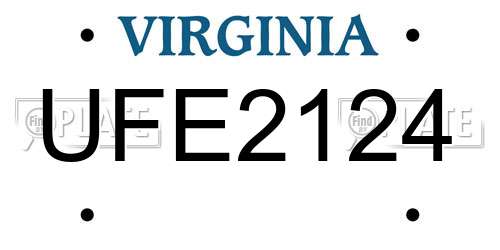 UFE2124 Virginia License Plate