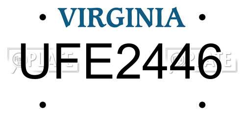 UFE2446 Virginia License Plate