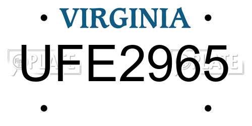 UFE2965 Virginia License Plate