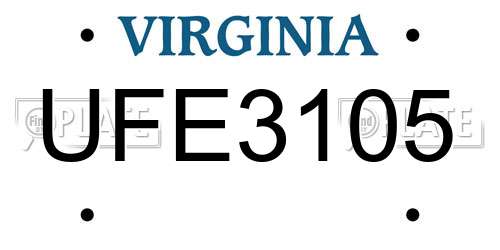 UFE3105 Virginia License Plate