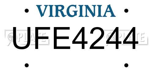 UFE4244 Virginia License Plate