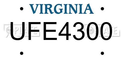 UFE4300 Virginia License Plate
