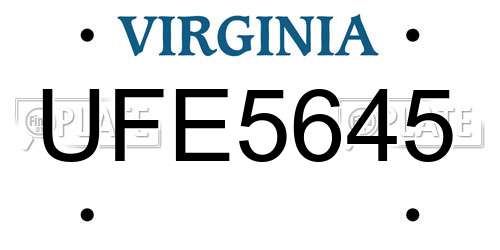UFE5645 Virginia License Plate