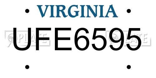 UFE6595 Virginia License Plate