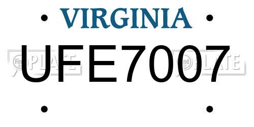 UFE7007 Virginia License Plate
