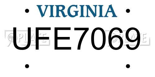 UFE7069 Virginia License Plate