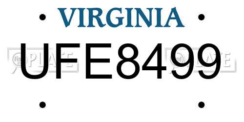 UFE8499 Virginia License Plate