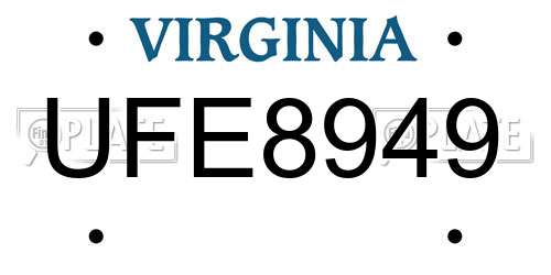 UFE8949 Virginia License Plate