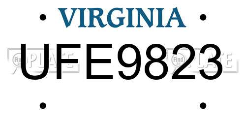 UFE9823 Virginia License Plate