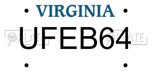 UFEB64 Virginia License Plate
