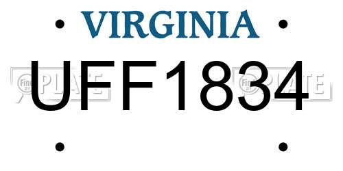 UFF1834 Virginia License Plate