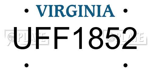 UFF1852 Virginia License Plate