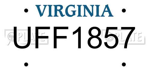 UFF1857 Virginia License Plate