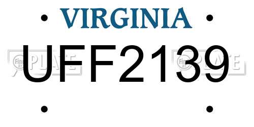 UFF2139 Virginia License Plate