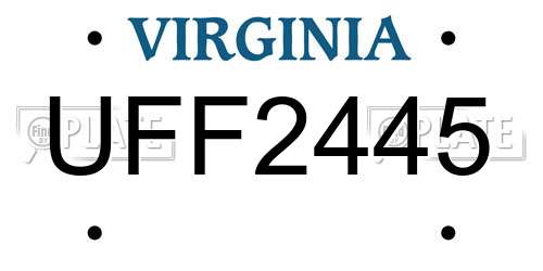 UFF2445 Virginia License Plate