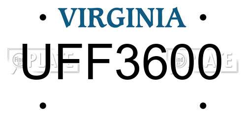 UFF3600 Virginia License Plate