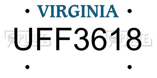 UFF3618 Virginia License Plate