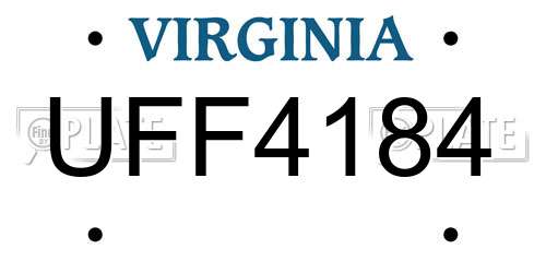 UFF4184 Virginia License Plate