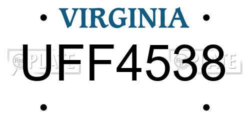 UFF4538 Virginia License Plate