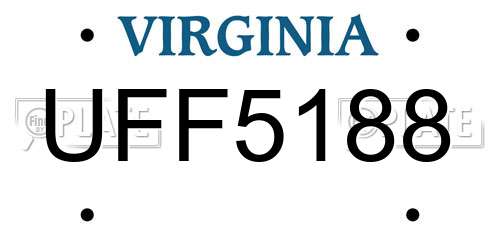 UFF5188 Virginia License Plate